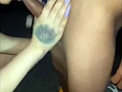 Black stud destroys Venezuelan shemale's throat with massive cock on webcam
