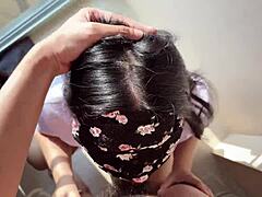 POV Thai Girl Gives Intense Blowjob in Bedroom with Cute Amateur Girlfriend Vibes.