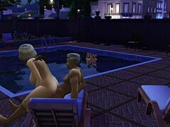 Ajay Dominates Cheerleading Squad in Poolside Group Action