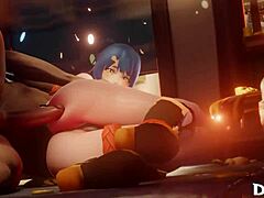 Xiangling takes her first anal pounding on the kitchen floor. Genshin Impact star gets drilled deep