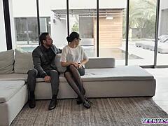 Tiny Asian Teen Elle Venove Faces Strapon Threesome Punishment by Neighbors Diamond Banks and Johnny Castle