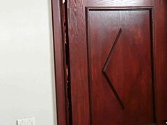 Brunette beauty teases one dude into a wild fucking session with cumshot.