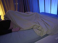 stepmom slips into bedroom for sneaky blowjob and swallows cum