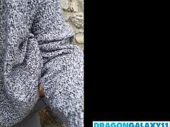 hot brunette babe sucks dick in public outdoor