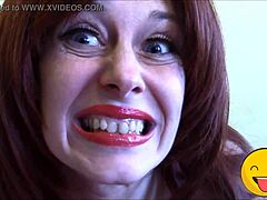 Horny fetish queen passionately licks and teases with her tongue intensely.