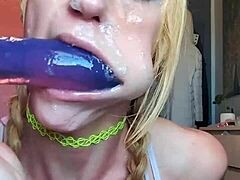 Vanessa Hastings gets wild with messy spit and dildo deepthroat. What a sloppy Canadian show!