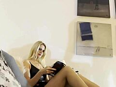 mini skirt wife on couch flashin pussy n legs