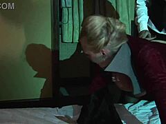 This elegant milf in stockings gets her tight ass drilled on the bed
