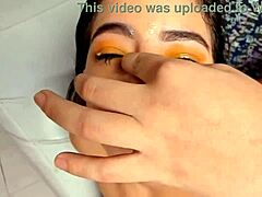 Petite oiled Latina babe fucked hard and covered in thick sticky cum facial