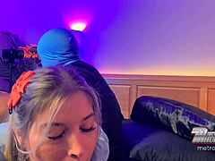 Snow bunny pawg devours cock after intense ass spanking
