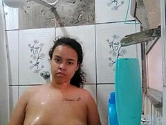 Wow! Hot Latina Showers, Exposing Her Wet Pussy!