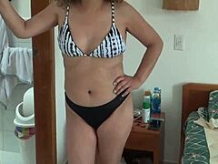 wow, look at this beautiful stepmom on the beach flaunting her bikini body for attention