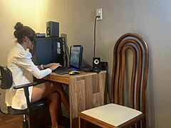 yo, watch this secretary bang her coworker raw