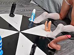 Petite Stepsister Spins Wheel of Dildos for Her Own Wild Orgasm