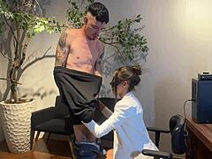 yo, watch this secretary bang her coworker raw