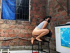Recording My Neighbor Fingering Herself Until She Spots Me.