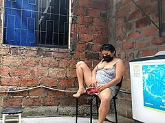 Recording My Neighbor Fingering Herself Until She Spots Me.