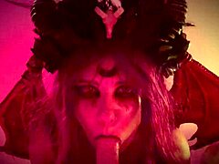 halloween night banging with a wild demon girl in lingerie