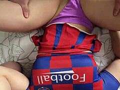 Man, I seen this hot cheerleader with big ass takin' two cocks!