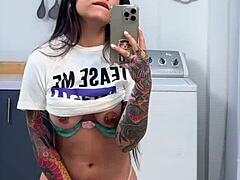 Big Titty Latina Teen Hits Wild Orgasm in Quick Masturbation Before Work