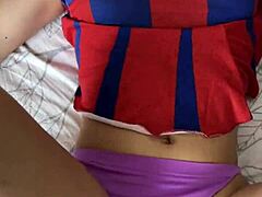 Man, I seen this hot cheerleader with big ass takin' two cocks!