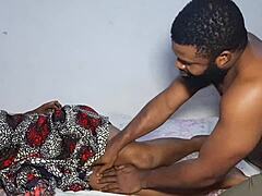 Stepmom received a steamy massage before stepson took her in village