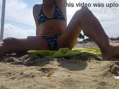 Nippleringlover Kinky Mother Flashing Pierced Pussy at Public Beach, Wow!