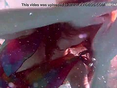 wow, redhead nikita vodorezova strips naked quick underwater in public