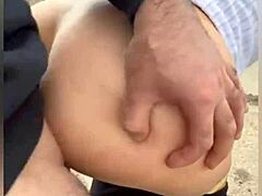 He Pulls Sperm from Her Pussy with Big Cock and She Eats It All