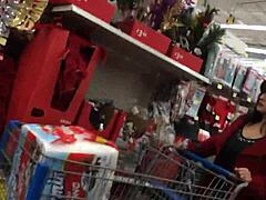 Bold candid capture of mom shopping today