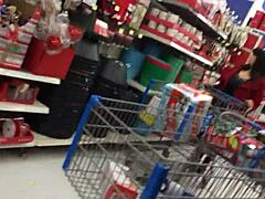 Bold candid capture of mom shopping today