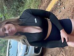 Pulled over, dropped her panties, and fucked right there - Aline Novak
