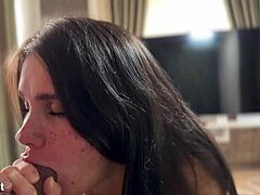 Hey, can you believe this modest freckled Latina squirted a creampie from her tight ass?
