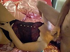 White Slut in Thong and Corset Wears Spandex and Heels for POV Blowjob and Doggystyle