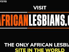 Natural ebony lesbians dive into wet pussy eating session