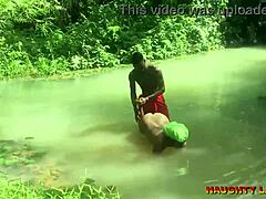 ebony african wife banging pastor during baptism.