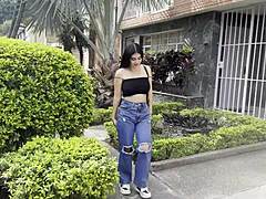 I went to see her big tits on the street this time. What a Latina teen surprise!