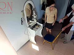 hidden cam catches nude lady undressing at barbershop