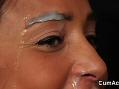 Nasty babe curious about taking a huge sperm load on face
