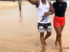 Beach Fun Turns Into Hardcore Pounding of Sexy Ebony Ass at Home