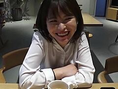 Secret Affair with Stunning Japanese Office Lady in Hidden Corner at Work.