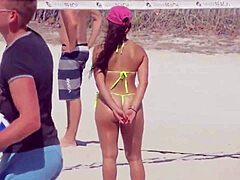 Unbelievable Young Girl Rocks Micro Bikini on Beach with Boyfriend's Kin