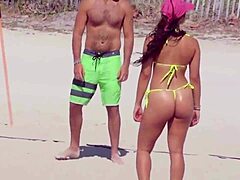 Unbelievable Young Girl Rocks Micro Bikini on Beach with Boyfriend's Kin