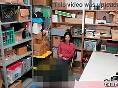 Petite Half-Black Teen Shoplifter Caught and Pounded by Mall Cop