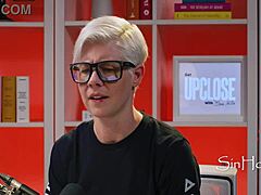 Leana Lovings, cute pornstar, rocks glasses in wild casting interview