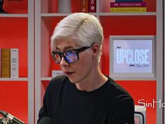 Leana Lovings, cute pornstar, rocks glasses in wild casting interview