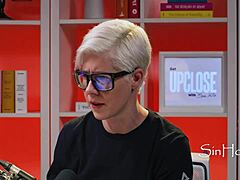 Leana Lovings, cute pornstar, rocks glasses in wild casting interview