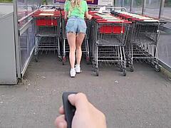 OMG Hot Blonde Loses Anal Plug Remote at Supermarket!