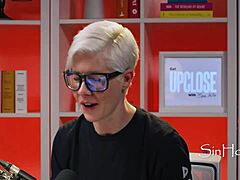 Leana Lovings, cute pornstar, rocks glasses in wild casting interview
