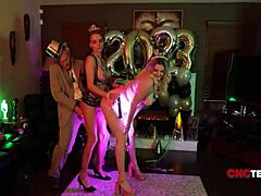 hey, check this simp american milf in a wild new years threesome